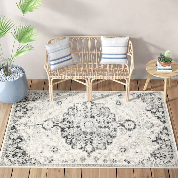 Mistana™ Hillsby Performance Beige/Light Gray/Teal/Dark Blue Rug